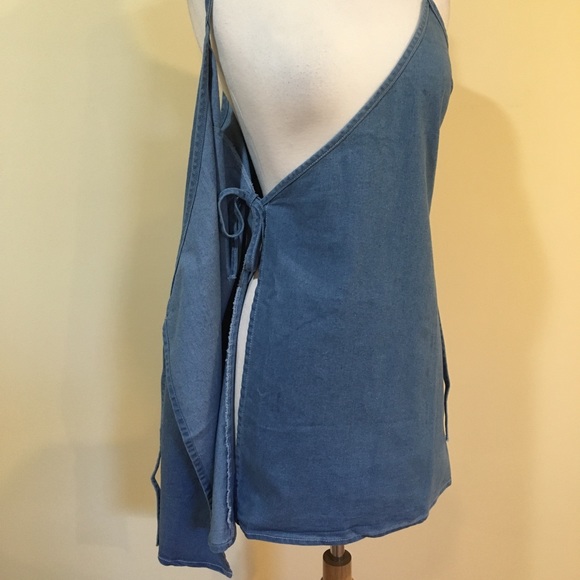 Denim Adjustable Cami Wrap Mini Dress - Picture 7 of 8
